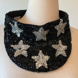 Black and silver star sequin Sun Visor New